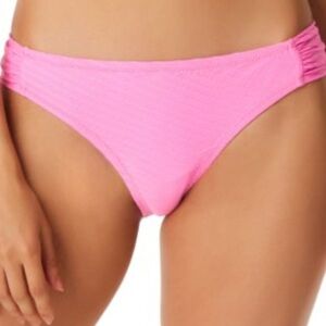 Jessica Simpson Pretty Pique Side-Shirred Bikini Bottom Femme Pink Size XL NWT
